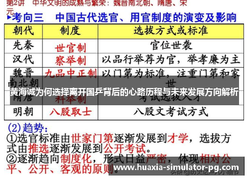 黄海诚为何选择离开国乒背后的心路历程与未来发展方向解析